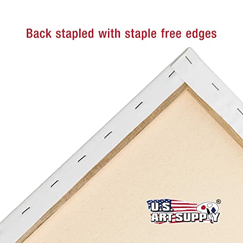 U.S. Art Supply 8 x 24 inch Stretched Canvas for Painting, 12oz Triple Primed, 6-Pack - Professional Artist Quality White Blank 3/4" Profile, 100% Cotton, Heavy-Weight Gesso - Acrylic Pouring, Oil - size: 8" x 24"