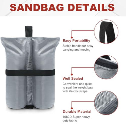 ABCCANOPY Canopy Weights 185 LBS Tent Sand Bags,4-Pack Gray(No Sand) - color: Gray, size: 185 LBS