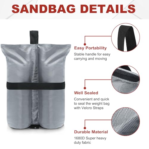 ABCCANOPY Canopy Weights 185 LBS Tent Sand Bags,4-Pack Gray(No Sand) - color: Gray, size: 185 LBS