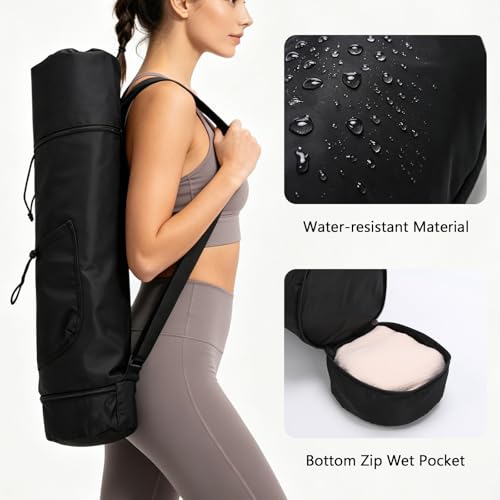 Yoga Mat Bag Compatible with Gaiam,Large Capacity | Yoga Mat Carrier with Adjustable Strap, Water Bottle Pocket & Bottom Wet Pocket, Functional Yoga Mat Holder for Women and Men