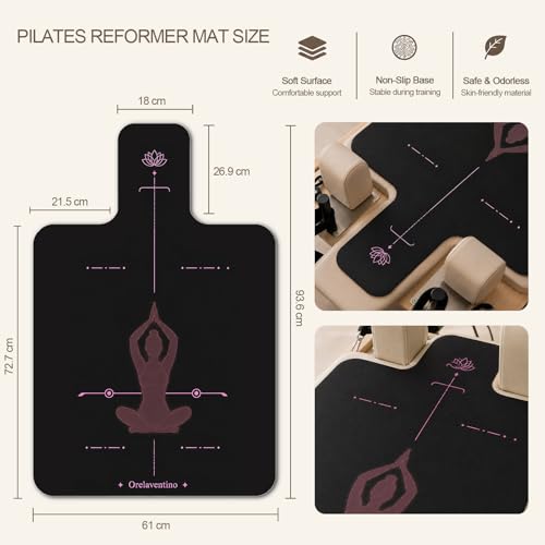Pilates Reformer Mat, Non Slip Backing Reformer Mat Cover for Pilates Machine, Exercise Mat with Sweat-Wicking Surface, Foldable Pilates Mat Home Gym Yoga Training, 39" x 24" - color: BlackPink