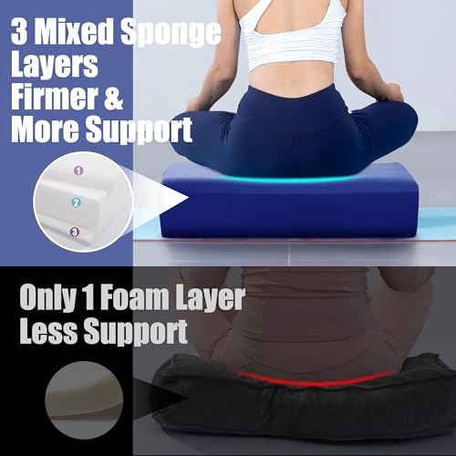 MABOZOO Yoga Bolster Pillow, Triple-Layer Sponge Rectangular Yoga Bolster with Carry Handle Meditation Pillow with Washable Cover for Restorative, Meditation - color: Blue
