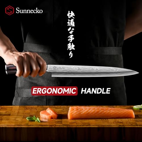 10.5 inch Sashimi Knife,Sushi Knife for Fish Filleting & Slicing | High Carbon Stainless Steel Japanese Yanagiba Knife with Knife Sheath and Gift Box - color: 10.5 inch Sashimi Knife