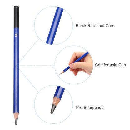 PATIKIL 8B Drawing Pencils, 24PCS Sketch Pencils for Drawing, Art, Painting, Sketching, Designing, 8B Hardness, Black Color - style: 8B