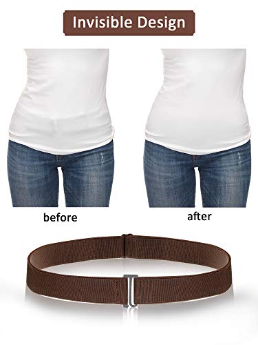 SATINIOR Invisible Stretch Belt Flat - color: Black, Dark Blue, Khaki, Brown