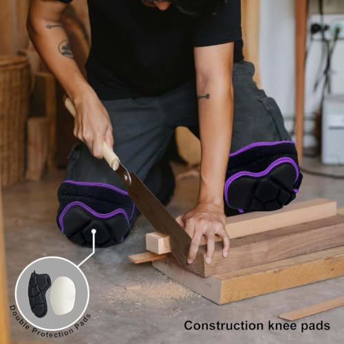Gardening Knee Pads for Women, Thick Cushion with Straps, Purple XL, 1 Pair - color: Bear Purple, size: X-Large