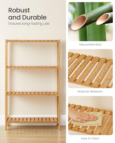 SONGMICS 4-Tier Bamboo Shelf, Freestanding Bathroom Storage Rack - color: Light Bamboo, size: 4 Tiers (10.2"D x 23.6"W x 39.4"H)