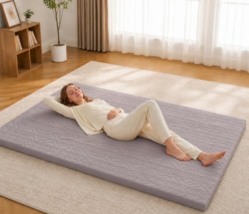 Mollydot Japanese Floor Mattress Twin Size 39"x 75", Futon Mattress with Cotton Washable Cover, Roll Up 2.5" Thick Tatami Mat, Portable & Foldable Floor Bed Mattress for Guest Room Dormitory (Grey) - color: Grey-1, size: Twin(75"l X 39"w X 2.5"th)