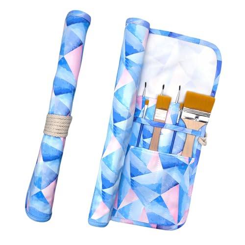 Funny live Paint Brush Holder Art Supplies, Artist Brush Holder & Storage Organizer Roll-Up Case Bag, Protect Acrylic Oil Watercolor Paintbrushes (Rhombic 20 Slot Pockets) - color: Rhombic 20 Slot Pockets