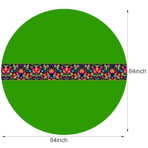 Oudain 6 Pcs Mexican Round Tablecloth 84 Inch Table Cover, Multicolor - color: Multi Color