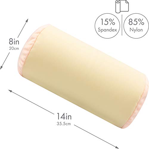 Microbead Bolster Neck Roll Pillow, 14x8 in Cylinder Tube, Off White Cream | Silky feel fabric helps prevent wrinkles & hair breakage; feather-light beads gently cushion head & shoulders as you rest - color: Off White Cream