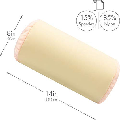 Microbead Bolster Neck Roll Pillow, 14x8 in Cylinder Tube, Off White Cream | Silky feel fabric helps prevent wrinkles & hair breakage; feather-light beads gently cushion head & shoulders as you rest - color: Off White Cream
