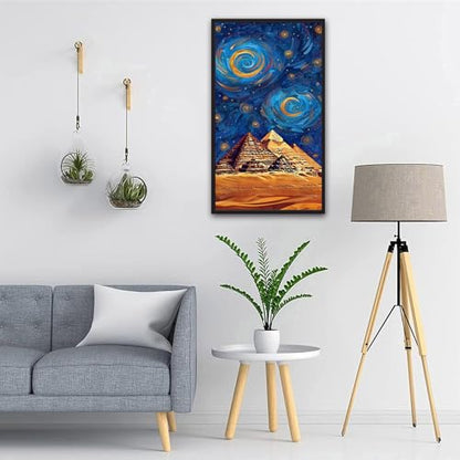 ARTGOTO Large Paint by Numbers for Adults Egypt Pyramids | 15.7x27.5inch/40x70cm Paint by Number Kit on Canvas, Starry Sky Desert Landscape Acrylic Painting Set, No Frame - color: PBN052