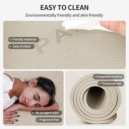 PAIDU Large Yoga Mat 72"x36"x10mm Non-Slip Exercise Mat for Home Gym Studio - color: Beige