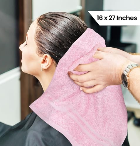 Utopia Towels Bleach Proof Salon Towels, Pack of 12, 16x27 in, Pink - color: Pink, size: 12 Pack