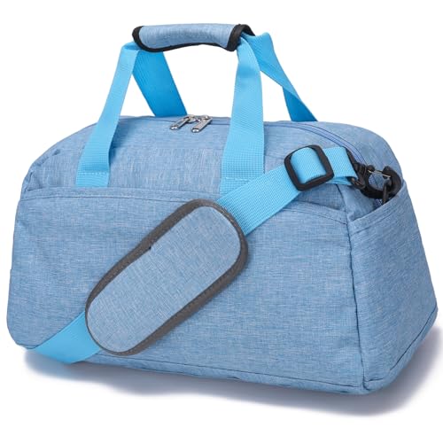 14 inch Small Gym Bag for Women & Men, Mini Duffel Bag for Travel Sports Lightweight Carry On Bag (Light Blue) - color: Light Blue