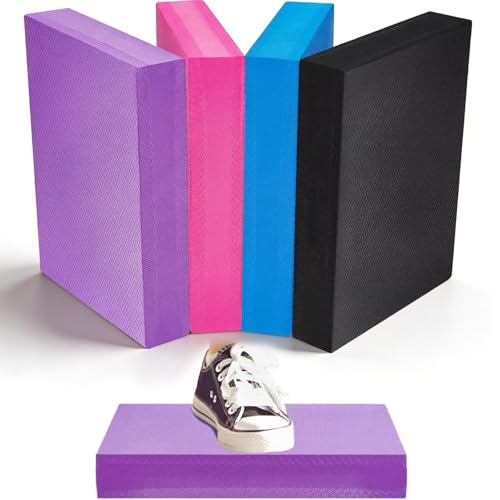 Hanaive 2/4/6 Pcs Balance Pad Foam Pad 11.81 x 7.87 x 1.97 Inch Yoga Mat Non Slip Cushion Exercise Knee Mat for Fitness Stability Stretching, Pilates, Physical Therapy, Core Trainer - color: 4 Color