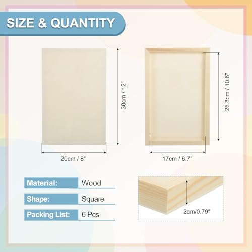 MECCANIXITY 6 Pack Wood Canvas Boards, 8x12 Inch Art Canvases Square Unfinished Wood Panel for Painting, Crafts, DIY Projects, Pouring Art - size: 8x12 Inch