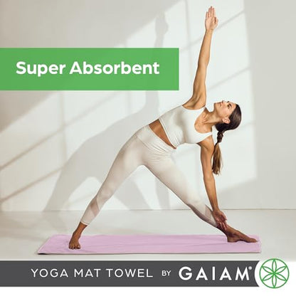 Gaiam Yoga Mat Towel, Non-Slip Microfiber (Folkstone Grey) - color: Blue Shadow, size: 1 Towel