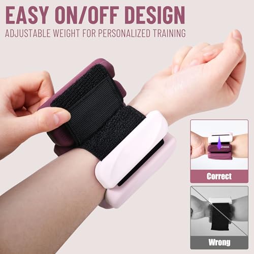 Ankle Wrist Weights for Women 2lbs/4lbs Pairs Adjustable Silicone Weights - color: Gradient Rose Mauve, size: 4 lbs Pair (2 lb Each)