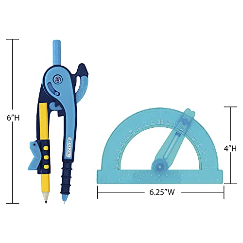 BAZIC PRODUCTS Scale-Arm Compass with #2 Pencil & 6 in Protractor, 4-Set | #2 wood pencil and a 6 in protractor that draws clean circles and arcs for geometry, math - size: 1 Count (Pack of 4)