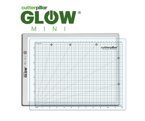Cutterpillar Glow Elite Mini Light Board — LED Craft & Quilting Light Pad — Compact & Portable 10" x 13" Size — 4 Brightness Levels, Magnetic Base & Self-Healing Cutting Mat - style: Glow Elite Mini
