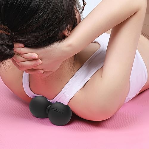 Peanut Massage Ball,Double Lacrosse Ball for Neck Sore Muscles,Medium Density Myofascial Release Massager Ball for Deep-Tissue Massage Muscle Knots Yoga Therapy(Black) - color: Black
