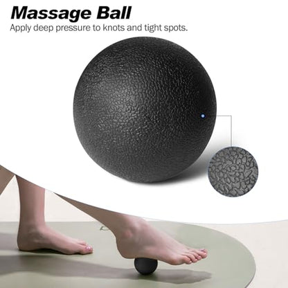 5 in 1 Foam Roller Set High Density Patented Foam Roller for Exercise | Foam Roller Massage Stick, Massage Ball, Resistance Band for Deep Muscle Massage Yoga Trigger Point Release Black Diamond - color: Black Diamond