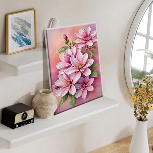 SparkGlow Flowers Paint by Numbers Kit for Adults with Frame, 8×12 Inch | Include Easel, Suitable for Beginners, Premium Canvas, Number Painting for Gift, Home Decoration, Relax and Fun - color: Flowers032