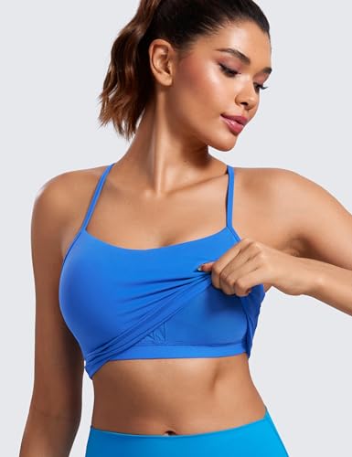 CRZ YOGA Butterluxe Y Back Crop Tank Tops - color: Sparkle Blue, size: XX-Small