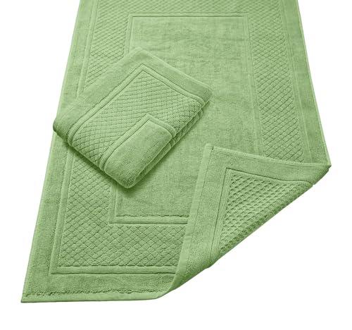 Avalon Towels Sage Green Bath Mat - 100% Cotton Set of 2 Absorbent Bathmat - Bathroom Mats Quick Dry Bath Mats for Bathrooms (22x34 Inches) - color: Sage Green, size: Pack of 2
