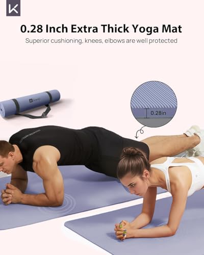 KEEP Extra Wide Yoga Mat, 7mm Thick 72" x 32" Exercise Mat | 7mm thick Extra wide yoga mat with carry strap for home workout, yoga, exercise and Pilates - color: Purple