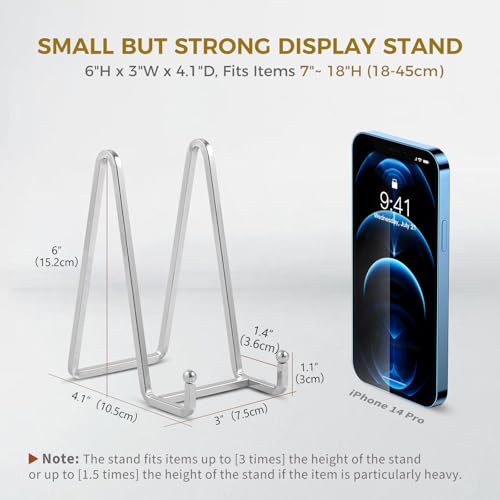 Plate Holder Easel Display Stand - 6 inch Metal Plate Stands for Display - Tabletop Picture Stand - Silver Iron Easels for Display Pictures | Photo Frames | Book | Decorative Plates | Plaque - 4 Pack - color: Silver 6 Inch-4