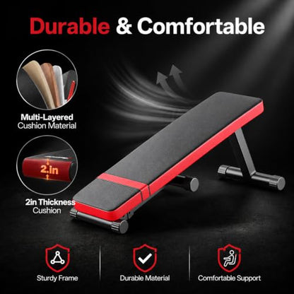 Folding Weight Bench Flat Workout Bench for Home Fitness - size: P-1