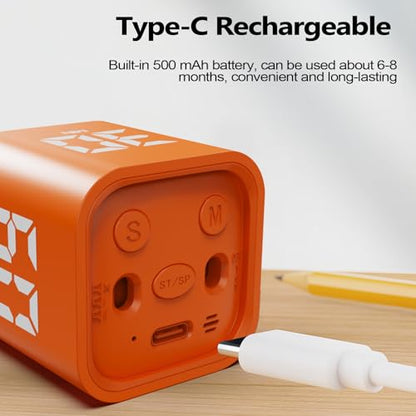GuDoQi Multi-Function Cube Timer, 5/10/30/60 Min & Custom Count Down, Included Pause & Resume Feature, Silent, Vibrate & Adjustable Sound Alarm for Productivity in Tasks, Study & Kitchen, Orange - color: Orange
