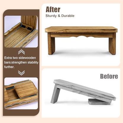 Meditation Bench Kneeling Stool Foldable Wooden Prayer Seat | foldable wooden meditation bench, kneeling prayer stool, ergonomic angled seat, lightweight portable, yoga mindfulness - color: Dark Wood