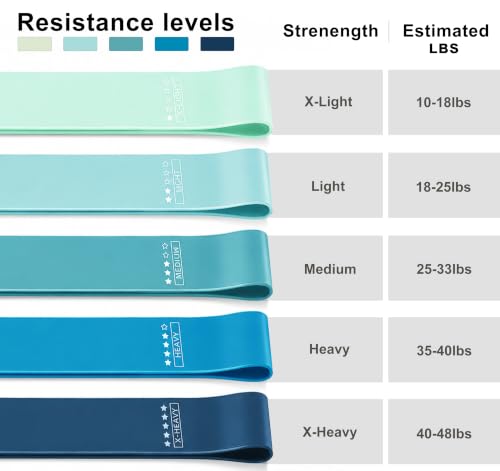 Resistance Loop Exercise Bands, Resistance Bands Exercise Bands for Home Fitness, Stretching, Strength Training, Physical Therapy,Elastic Workout Bands for Women Men Kids, Set of 5 - color: Blue