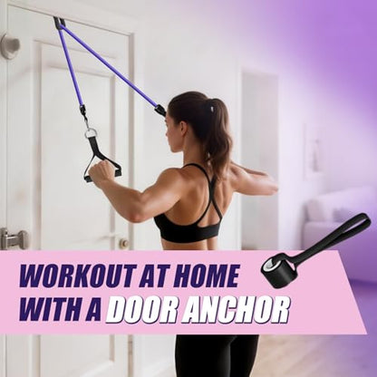 WHATAFIT Resistance Bands with Handles, 5-Level Exercise Bands for Workout - color: Pink Purple