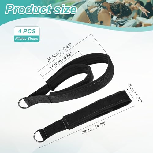 Pilates Double Loop Strap, D-Ring Padded Fitness Strap Pilates Handle Exercise - color: Black