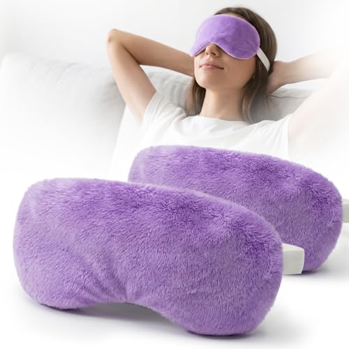 MORLIDEN Heated Eye Mask for Dry Eyes & Stye - Microwavable Warm Compress | For Blepharitis, Chalazion, MGD-Lightweight, No Heavy Pressure-Reusable Moist Heat Mask with Natural Flaxseed(Purple2P) - color: Purple2pcs