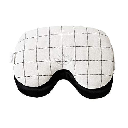 Migraine Relief Eye Pillow Masks with Bonus Washable Cover: Flaxseed Filled for Hot and Cold Pain Relief Therapy (Adult, White and Black, Blue and Ivory Stripe)