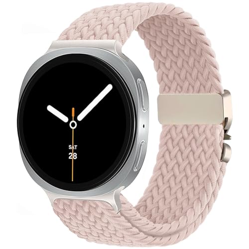 Nylon Braided band Compatible with Samsung Galaxy Watch 8 40mm 44mm, Elastic Band for Galaxy Watch 8 Classic 46mm - color: Nut Pink