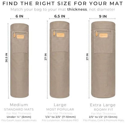 UDANA Canvas Yoga Mat Bag for Women & Men, Full-Zip Carrier with 3 Pockets & Adjustable Strap, Stylish Gym & Pilates Bag – Available in Multiple Sizes