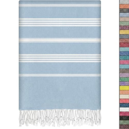 EPHESUS TOWELS Turkish Beach Towel - 38x70 inch Oversized - Sultan Design - Turkish Towel for Beach, Bath, Pool, Gym, Yoga - Prewashed, Lightweight, Quick Dry (Light Blue) - color: Light Blue