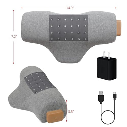 Portable Red Light Therapy Neck Pillow with Infrared, Cervical Spine Pain Relief for Joint Stiffness, Cordless for Home & Travel
