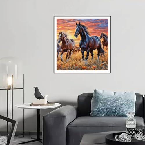 SJUTOUCI Horse Diamond Art Kit for Adults, Horse Diamond Painting | Animal Gem Art, Bead Art, Diamond Dots Craft, Round Full Drill, Home Decor, DIY Gift, 12x12 inch - color: Horse