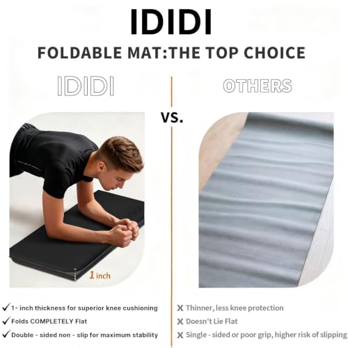 Foldable Exercise Pad Extra Thick 1.2" x 14" x 24" - color: Black+Gray