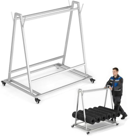Floor Wash Rack and Mat Transporter, 40" x 28" x 42" Rolling Cart