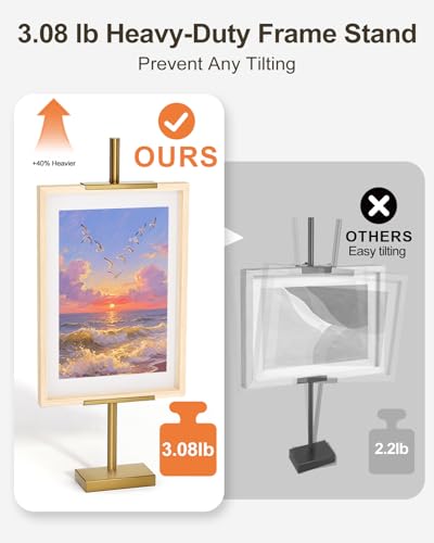 Adjustable Tabletop Easel Stand, Picture Easels for Display Up to 29" H, Metal Picture Frame Holder Stand Table for Art, Photo (Gold) - color: gold