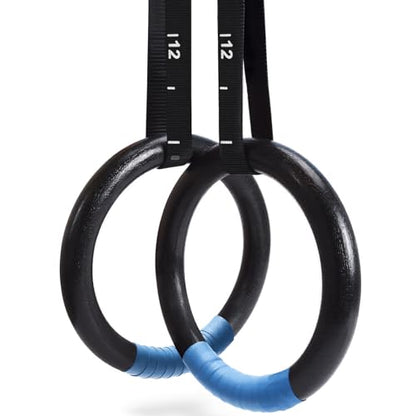 PACEARTH Gymnastic Rings 1100lbs Capacity with 14.76ft Adjustable Buckle Straps Pull Up Exercise Rings Non-Slip Rings for Home Gym Full Body Workout - color: Black